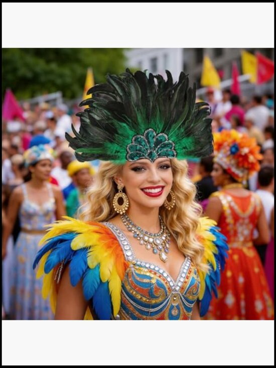 Feather Headpiece Showgirl Headdress 22in Carnival Mardi Gras Hair Accessory